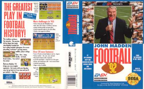 1990 Sega Genesis John Madden Football