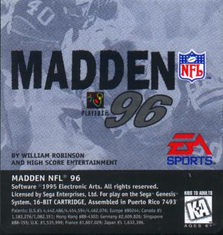 Madden 96 SNES Sega Foldout POSTER INSERT ONLY Authentic